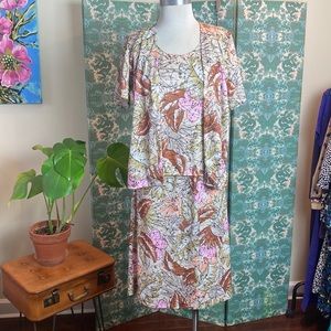 1980s Copy Cats 2pc Poly Print Skirt set